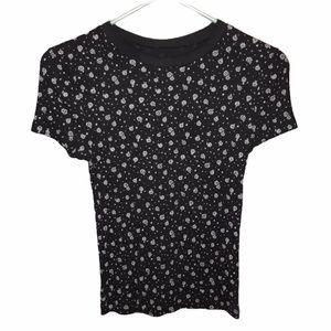Black Shirt with White Floral Print